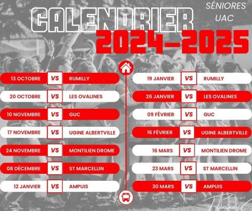 Calendrier feminines seniores 2024 2025